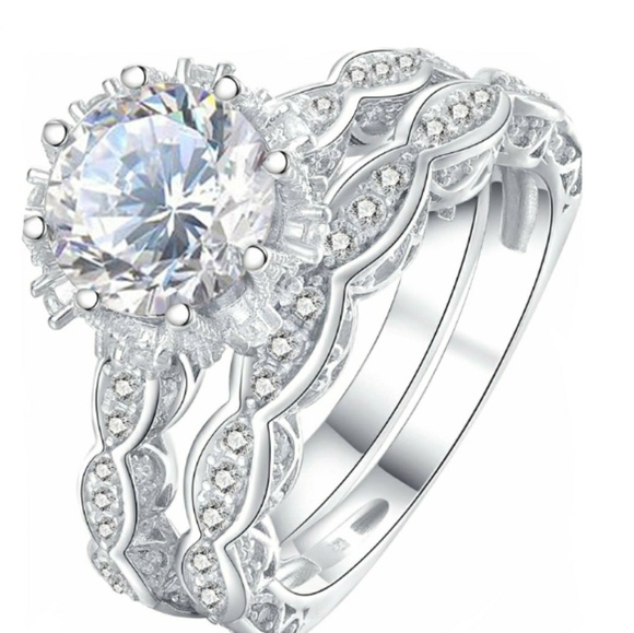 LAST ONE 8-Prong Sapphire Sterling Silver Ring Set - Picture 5 of 5